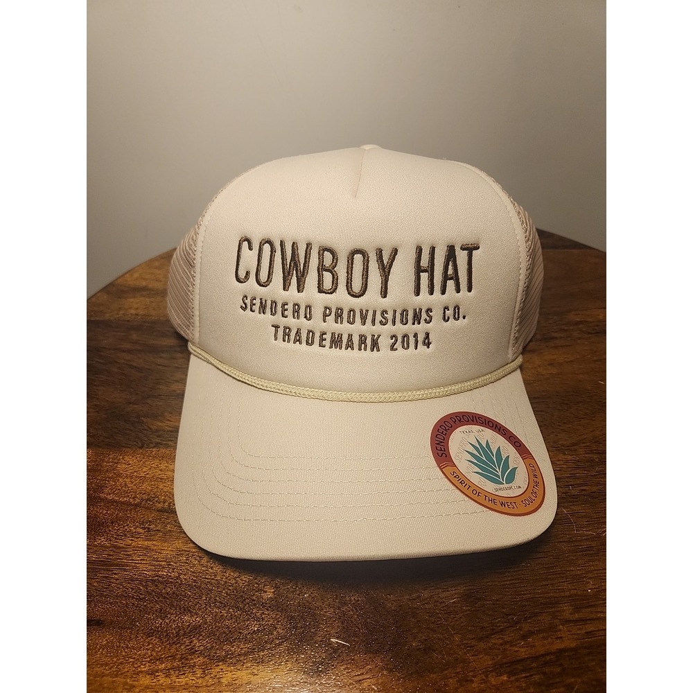 Sendero Provisions Co. Cowboy Hat Trucker Cap Foam Rope Snapback Beige OSFM